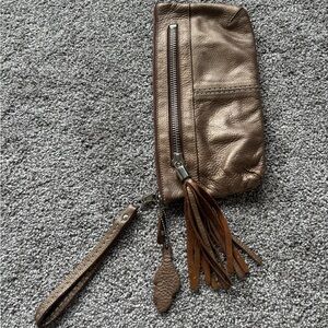 Roots Genuine Leather Gold Clutch